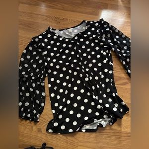 Women’s Polkadot Blouse Sheer Bubble Sleeves Like New Size M
